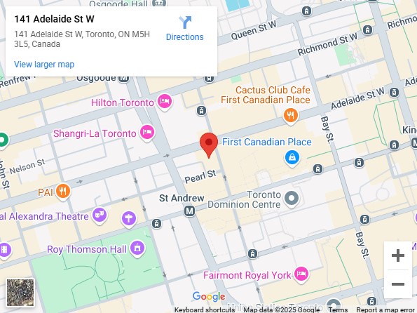 Google Map of Suite 1102, 141 Adelaide Street W, Toronto ON